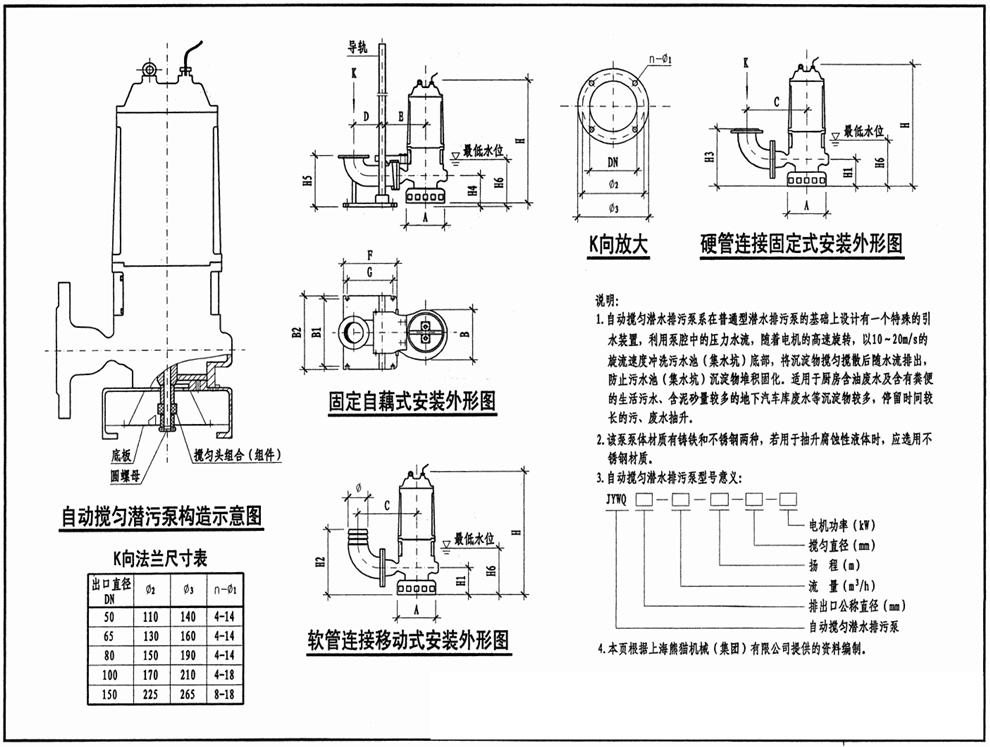 大東海泵業排污泵安裝示意圖